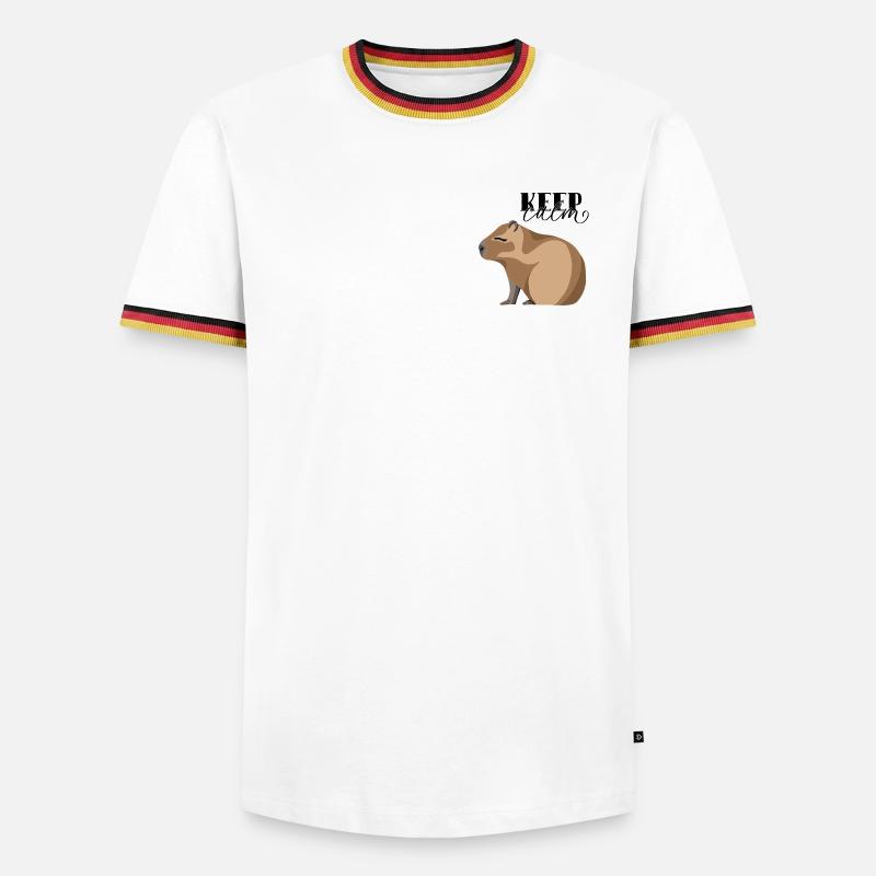 Keep Calm Capybara - Männer Kontrast-T-Shirt - Weiß/Dreifarbig