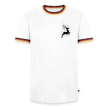 springendes Rentier - Männer Kontrast-T-Shirt - Weiß/Dreifarbig - Vorne - AI Model Female 172 light (172cm) & AI Model Male 185 light (185cm)