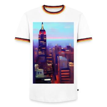 New York City Skyline - Men's Ringer Shirt - white/tricolour - Front - AI Model Female 172 light (172cm) & AI Model Male 185 light (185cm)