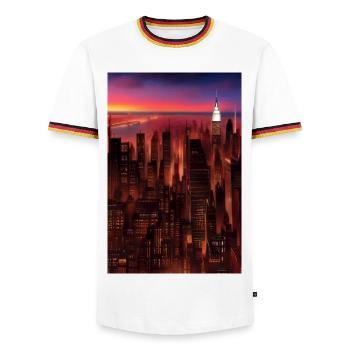 New York City Skyline - Men's Ringer Shirt - white/tricolour - Front - AI Model Female 172 light (172cm) & AI Model Male 185 light (185cm)