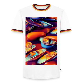 Mussels - Men's Ringer Shirt - white/tricolour - Front - AI Model Female 172 light (172cm) & AI Model Male 185 light (185cm)