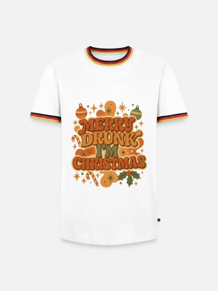 Merry Drunk I'm Christmas Retro - Männer Kontrast-T-Shirt - Weiß/Dreifarbig