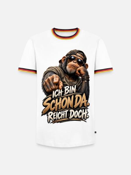 ICH BIN SCHON DA. REICHT DOCH. - Männer Kontrast-T-Shirt - Weiß/Dreifarbig