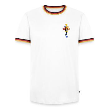 Snake Bow in Stylized Colors - Men's Ringer Shirt - white/tricolour - Front - AI Model Female 172 light (172cm) & AI Model Male 185 light (185cm)