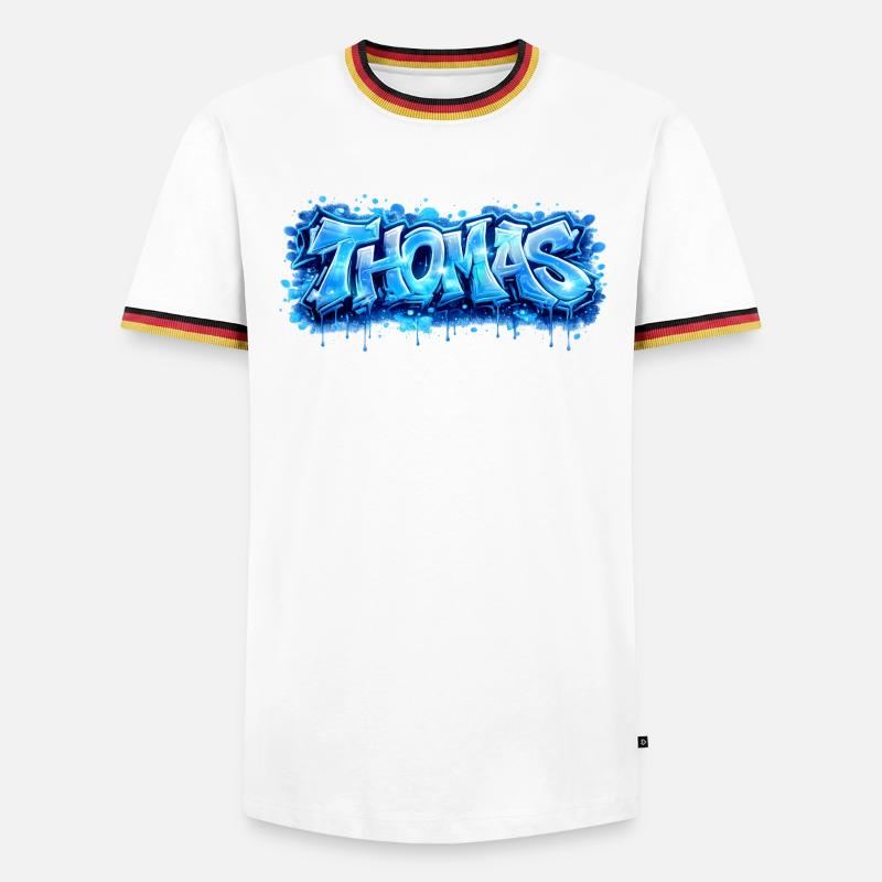 Graffiti Thomas Name Gift Ideal Printable - Men's Ringer Shirt - white/tricolour