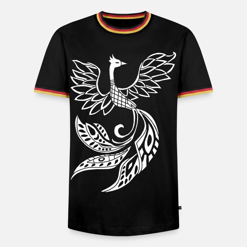 White phoenix bird - Men's Ringer Shirt - black/tricolour