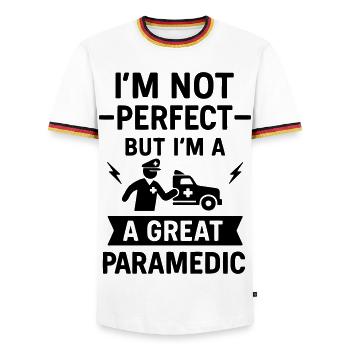 Super paramedic rescue - Men's Ringer Shirt - white/tricolour - Front - AI Model Female 172 light (172cm) & AI Model Male 185 light (185cm)