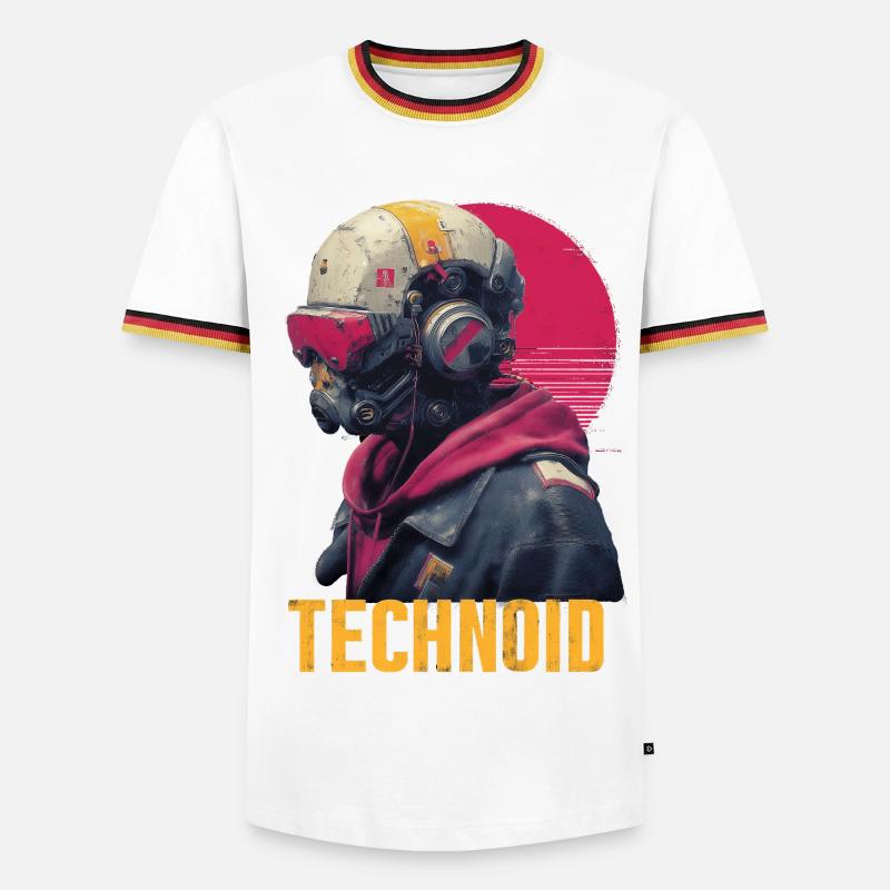 Technoid Neon Helm - Männer Kontrast-T-Shirt - Weiß/Dreifarbig