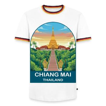 Chiang Mai Thailand Doi Suthep Reiseplakat-Kunst - Männer Kontrast-T-Shirt - Weiß/Dreifarbig - Vorne - AI Model Female 172 light (172cm) & AI Model Male 185 light (185cm)