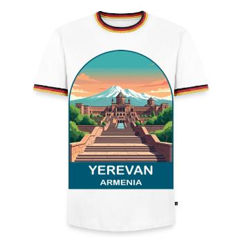 Jerewan Armenien Berg Ararat Vintage Reisekunst - Männer Kontrast-T-Shirt - Weiß/Dreifarbig - Vorne - AI Model Female 172 light (172cm) & AI Model Male 185 light (185cm)