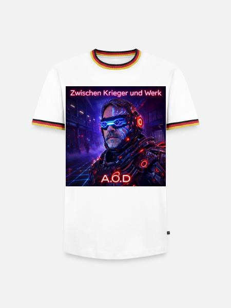 Zwischen Krieger Und Werk - Männer Kontrast-T-Shirt - Weiß/Dreifarbig