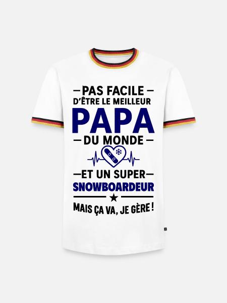 Heart + Snowboard – Super Snowboarder Dad - Men's Ringer Shirt - white/tricolour