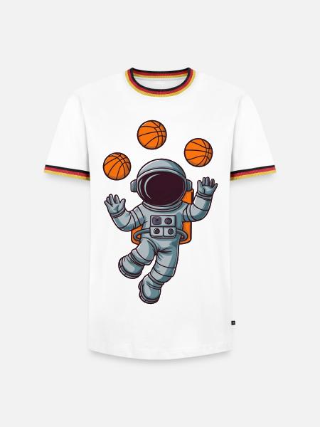Astronaut Basketball Weltraum - Männer Kontrast-T-Shirt - Weiß/Dreifarbig