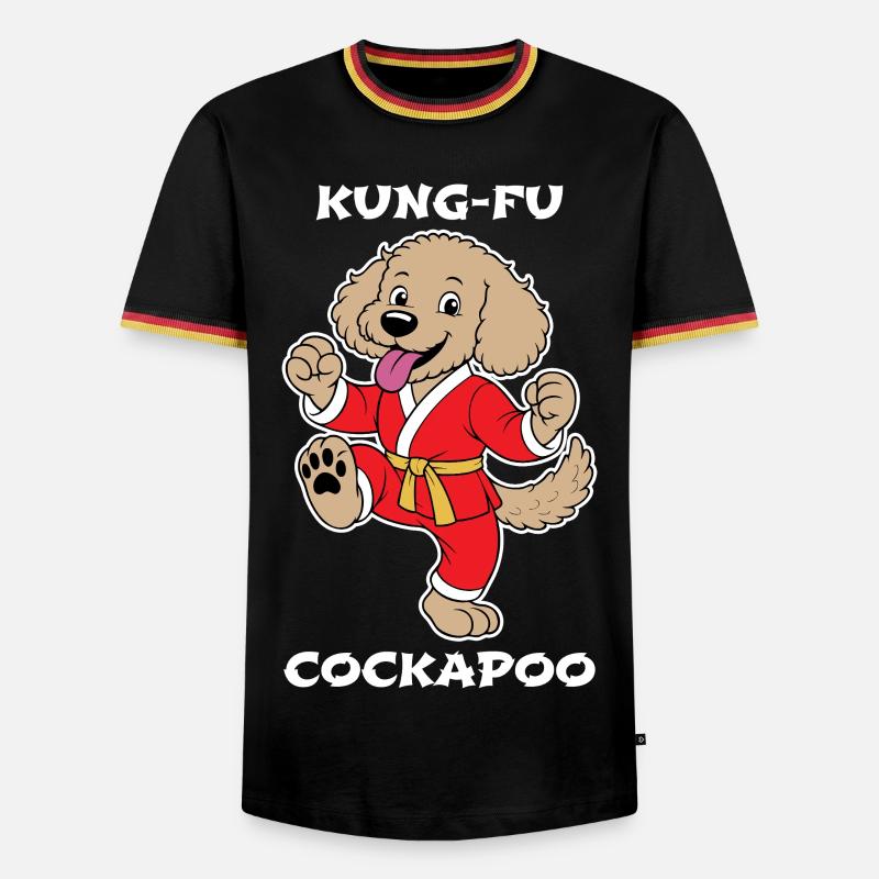 Cockapoo Kung-Fu - Männer Kontrast-T-Shirt - Schwarz/Dreifarbig