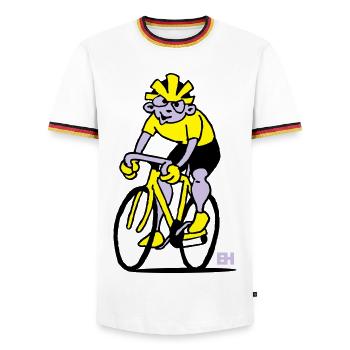 Cyclist - Cycling - Men's Ringer Shirt - white/tricolour - Front - AI Model Female 172 light (172cm) & AI Model Male 185 light (185cm)