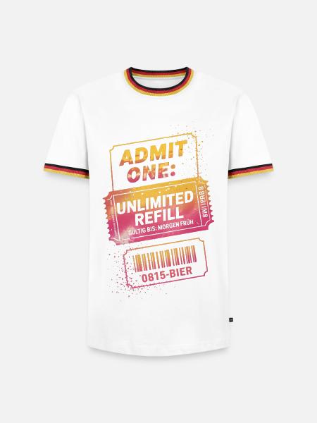 Admit One: Unlimited Refill - Männer Kontrast-T-Shirt - Weiß/Dreifarbig