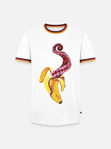 Wirbelnde Mutant-Banane - Männer Kontrast-T-Shirt - Weiß/Dreifarbig