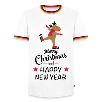 Weihnachten - Männer Kontrast-T-Shirt - Weiß/Dreifarbig - Vorne - AI Model Female 172 light (172cm) & AI Model Male 185 light (185cm)