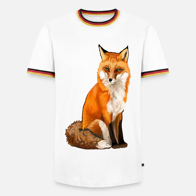 Fuchs - Männer Kontrast-T-Shirt - Weiß/Dreifarbig