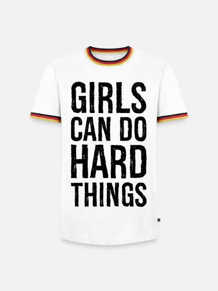 Mädchen können harte Dinge tun - Männer Kontrast-T-Shirt - Weiß/Dreifarbig