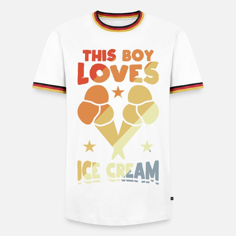 Dieser Junge liebt Eiscreme - Männer Kontrast-T-Shirt - Weiß/Dreifarbig