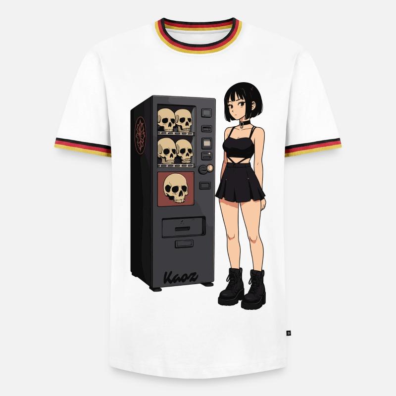 Skull Vending Machine Goth-Mädchen - Männer Kontrast-T-Shirt - Weiß/Dreifarbig