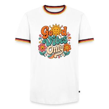 Le seul Retro Floral de Good Vibe - T-shirt contrasté Homme - blanc/tricolore - Devant - AI Model Female 172 light (172cm) & AI Model Male 185 light (185cm)