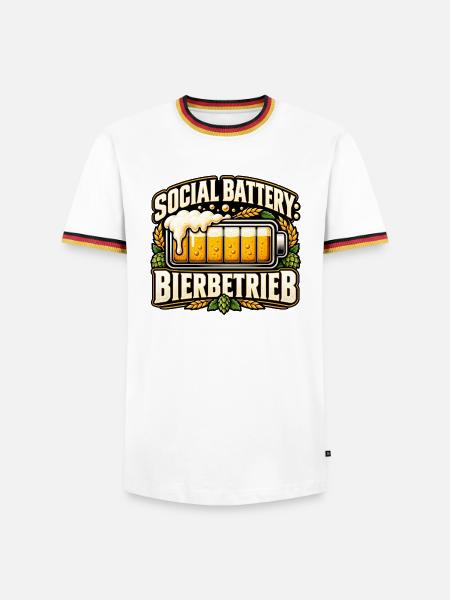 Social Battery – Bierbetrieb - Männer Kontrast-T-Shirt - Weiß/Dreifarbig