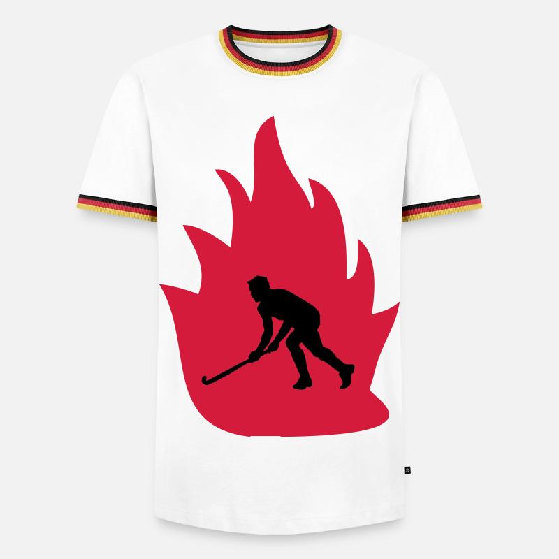 Floorball fire - Men's Ringer Shirt - white/tricolour