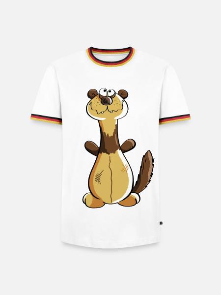 Freches Frettchen Comic - Geschenk - Iltis - Männer Kontrast-T-Shirt - Weiß/Dreifarbig