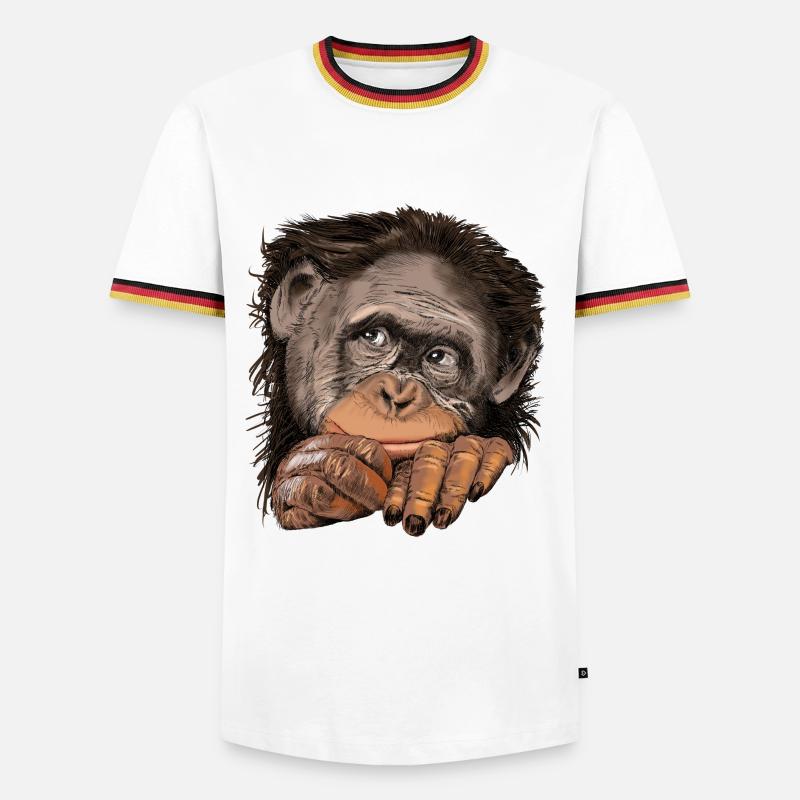 Affe - Männer Kontrast-T-Shirt - Weiß/Dreifarbig
