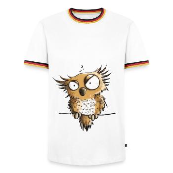 Nö Eule In Montag Morgen Stimmung - Männer Kontrast-T-Shirt - Weiß/Dreifarbig - Vorne - AI Model Female 172 light (172cm) & AI Model Male 185 light (185cm)