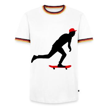 Skateboarding - Men's Ringer Shirt - white/tricolour - Front - AI Model Female 172 light (172cm) & AI Model Male 185 light (185cm)