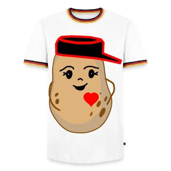 Hearty Potato Potato Vegetable Fantasy - Men's Ringer Shirt - white/tricolour - Front - AI Model Female 172 light (172cm) & AI Model Male 185 light (185cm)