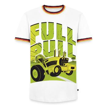 Traction de tracteur - T-shirt contrasté Homme - blanc/tricolore - Devant - AI Model Female 172 light (172cm) & AI Model Male 185 light (185cm)