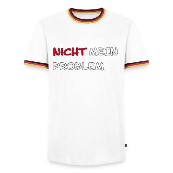 Humor Sarkasmus Spruch Ähm Nö Sorry Nicht Mein Pro - Männer Kontrast-T-Shirt - Weiß/Dreifarbig - Vorne - AI Model Female 172 light (172cm) & AI Model Male 185 light (185cm)