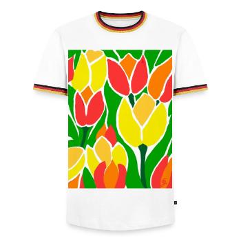 EG Tulips I Flowers I Tulip Festival I Gift Idea - Men's Ringer Shirt - white/tricolour - Front - AI Model Female 172 light (172cm) & AI Model Male 185 light (185cm)