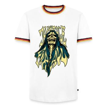 Justice pour tous - T-shirt contrasté Homme - blanc/tricolore - Devant - AI Model Female 172 light (172cm) & AI Model Male 185 light (185cm)