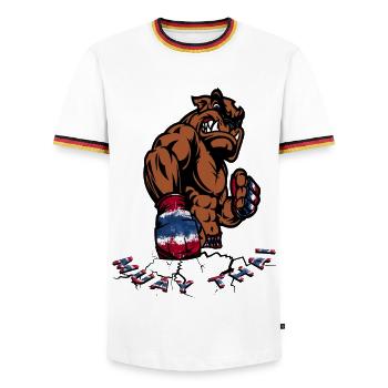 Bulldog Boxer Flag Fury - Men's Ringer Shirt - white/tricolour - Front - AI Model Female 172 light (172cm) & AI Model Male 185 light (185cm)