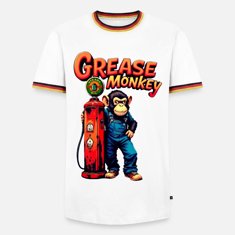 GreaseMonkey Retro-Pumpendesign - Männer Kontrast-T-Shirt - Weiß/Dreifarbig