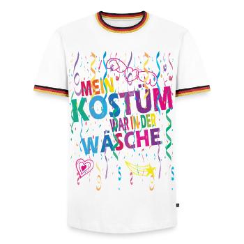 Mon costume était dans la blanchisserie Carnaval Carnaval - T-shirt contrasté Homme - blanc/tricolore - Devant - AI Model Female 172 light (172cm) & AI Model Male 185 light (185cm)