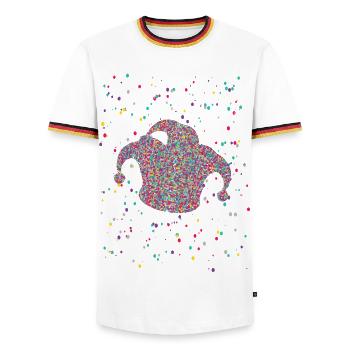 Confettis Jeck Hat Costume de Carnaval - T-shirt contrasté Homme - blanc/tricolore - Devant - AI Model Female 172 light (172cm) & AI Model Male 185 light (185cm)