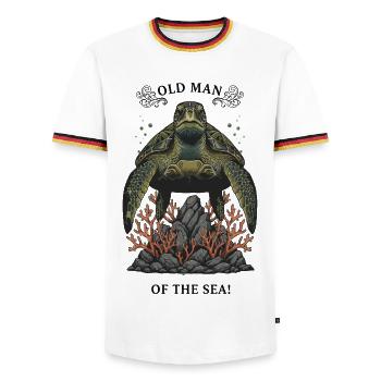 Vintage Meeresschildkröte Old Man of the Sea - Männer Kontrast-T-Shirt - Weiß/Dreifarbig - Vorne - AI Model Female 172 light (172cm) & AI Model Male 185 light (185cm)