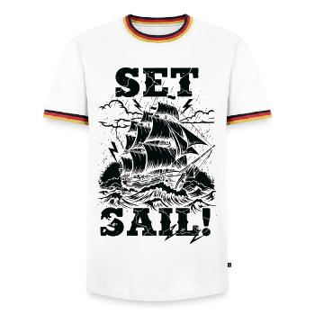 Set Sail Tempête Noire Vintage - T-shirt contrasté Homme - blanc/tricolore - Devant - AI Model Female 172 light (172cm) & AI Model Male 185 light (185cm)