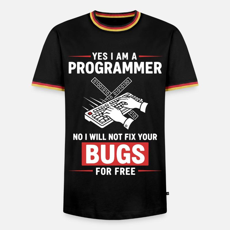 Humour Programmeur Fixe Pas Bugs - T-shirt contrasté Homme - noir/tricolore
