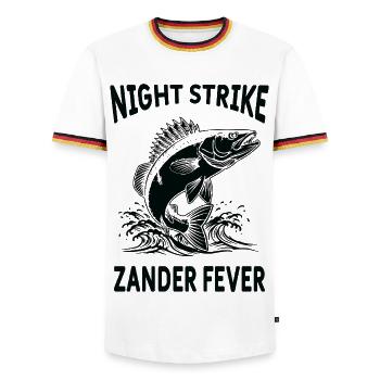 Fishing Sandre River Night Strike - Men's Ringer Shirt - white/tricolour - Front - AI Model Female 172 light (172cm) & AI Model Male 185 light (185cm)