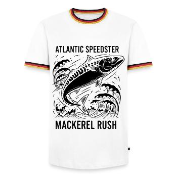 Seefischen, Makrelen, Makrelenrausch, Rausch - Männer Kontrast-T-Shirt - Weiß/Dreifarbig - Vorne - AI Model Female 172 light (172cm) & AI Model Male 185 light (185cm)