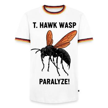 Pepsis Danger Paralyzes Tarantula Hawk Wasp - Men's Ringer Shirt - white/tricolour - Front - AI Model Female 172 light (172cm) & AI Model Male 185 light (185cm)