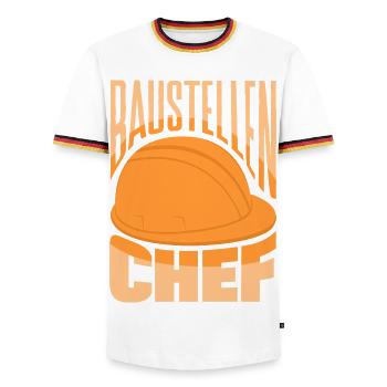 Baustellen Chef Bauleiter Handwerker Hausbau - Männer Kontrast-T-Shirt - Weiß/Dreifarbig - Vorne - AI Model Female 172 light (172cm) & AI Model Male 185 light (185cm)