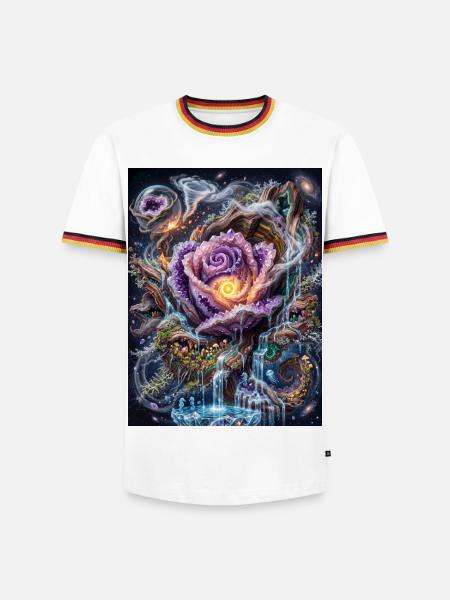 Crystal Rose - Männer Kontrast-T-Shirt - Weiß/Dreifarbig